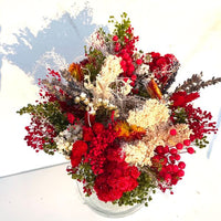 Bouquet Bohème rouge, fleurs séchées, fleurs séchées rouges, chaton et monsieur ours, Biarritz, France