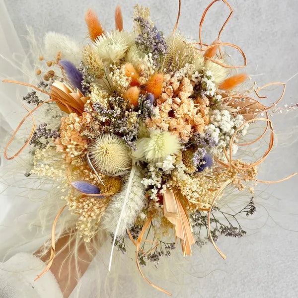 Bouquet Bohème Palm nuances Abricot Milka - Accessoire mariage