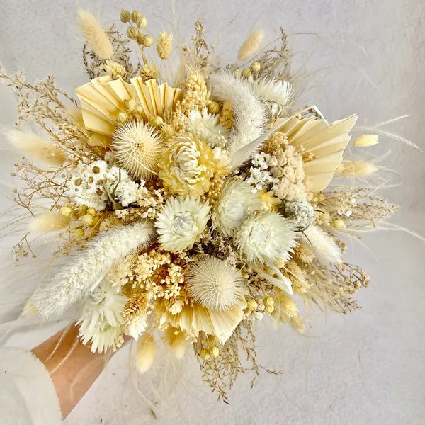 Bouquet Bohème Palm nuances de Bllanc Beige - Accessoire mariage