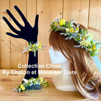 Accessoire en fleurs séchées pour Femme. Accessoire en fleurs séchées pour Femme accessoire mariage - mariage boheme - mariage bohème champêtre - accessoire mariage femme - bijoux mariage  - mariage boheme champêtre - bracelet fleurs séchées - bracelet mariage - bracelet - mariage - bijoux fleurs séchées  bracelet boheme bracelet vert jaune mariage bracelet