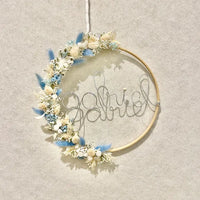 L'idée cadeau parfaite , que ce soit pour une naissance, pour un anniversaire ou juste pour le plaisir ! Une jolie couronne avec ses teintes tendances, idéale pour une décoration murale  de chambre adultes et enfants, salon ou en décoration pour un mariage et bien d'autres événements.
