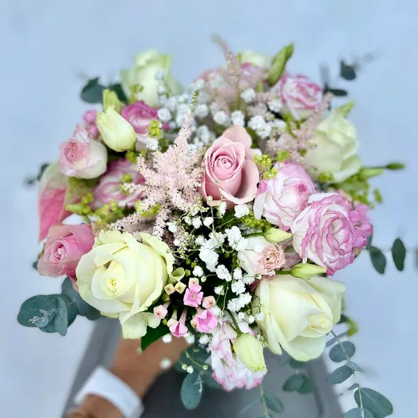 Bouquet de Mariée tons blanc/rose