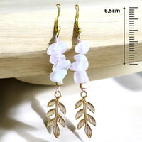 Boucles d'Oreilles, Pierres naturelles Quartz rose pâle, cadeaux, pour oreilles percées