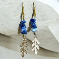 Boucles d'Oreilles, Pierres naturelles Lapis Lazuli, cadeaux, pour oreilles percées