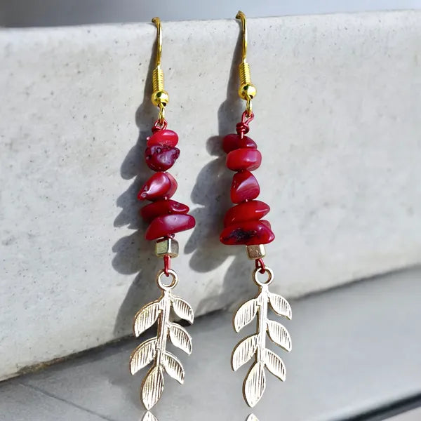 Boucles d'Oreilles, Pierres naturelles rouges, cadeaux, pour oreilles percées