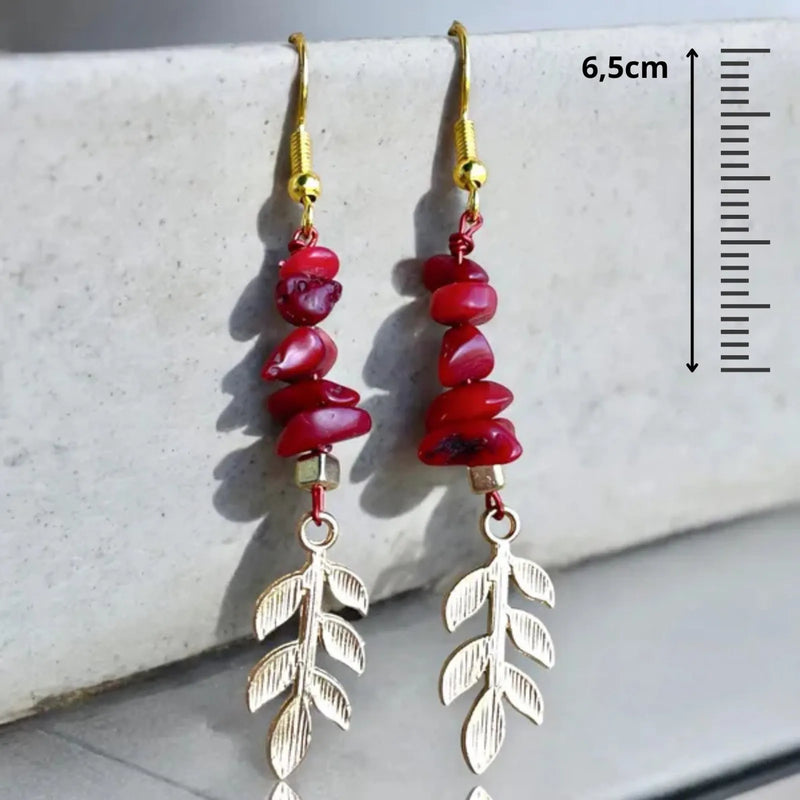 Boucles d'Oreilles, Pierres naturelles rouges, cadeaux, pour oreilles percées