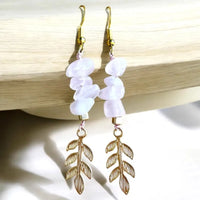 Boucles d'Oreilles, Pierres naturelles Quartz rose pâle, cadeaux, pour oreilles percées