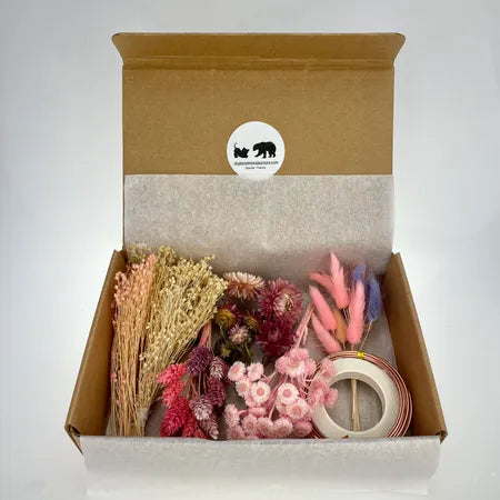 BOX DIY, Couronne en fleurs séchées, Loisir créatif, EVJF, Rose beige