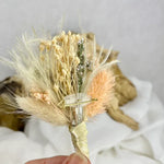 Boutonnière Bohème Palm nuances abricot milka - Accessoire mariage