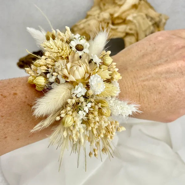 Bohemian Palm bracelet shades of white beige - Wedding accessory