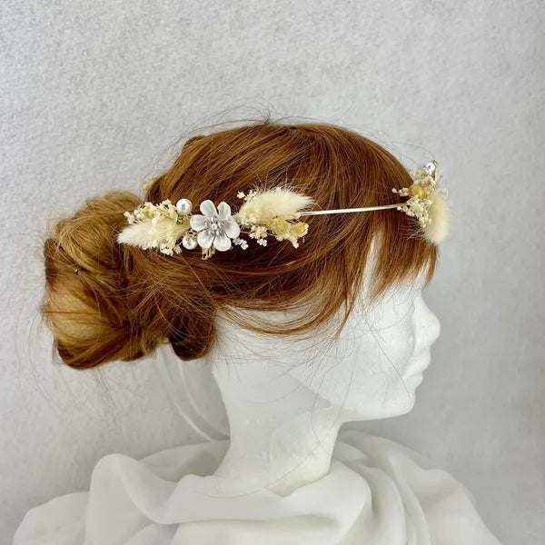 Bohemian Palm crown shades of white beige - Wedding accessory