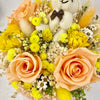 FLOWER BOXE, Fleurs séchées pêche/jaune, Cadeau Naissance, Anniversaire, Cadeau Eco-durable