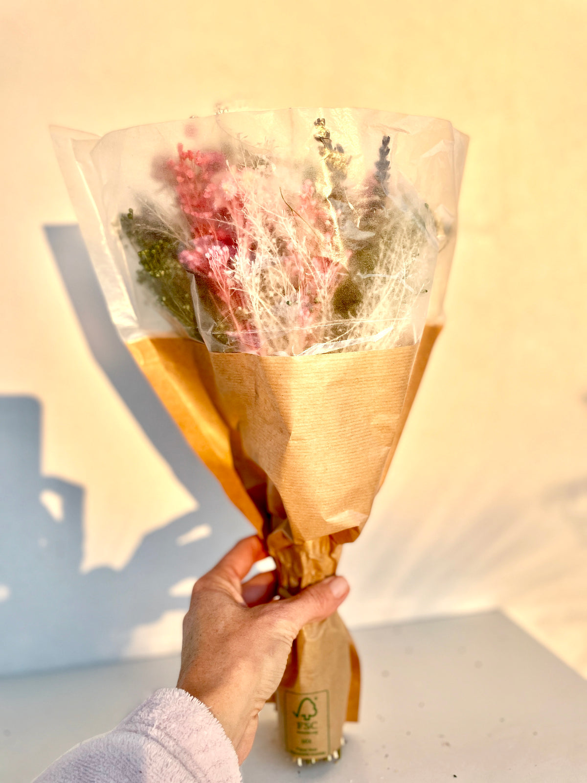 Bouquet de fleurs séchées BOHEME Rose de Chaton et Monsieur Ours, un bouquet naturel et une jolie idée cadeau