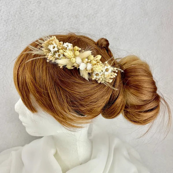 Bohemian Palm comb shades of beige white - Wedding accessory